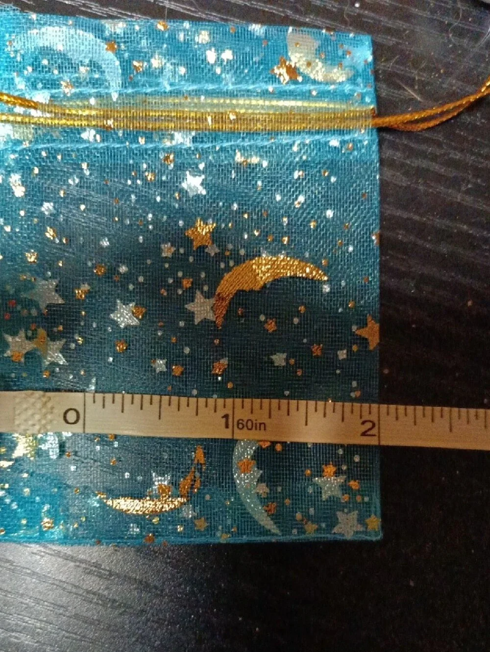 50 Gold Star & Moon Sheer Jewelry Bags Assorted Colors